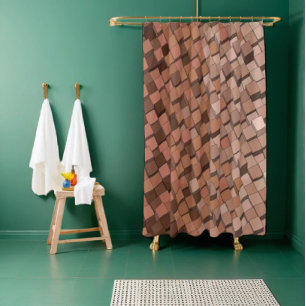 Rideau de douche géométrique Mocha Mousse tendance