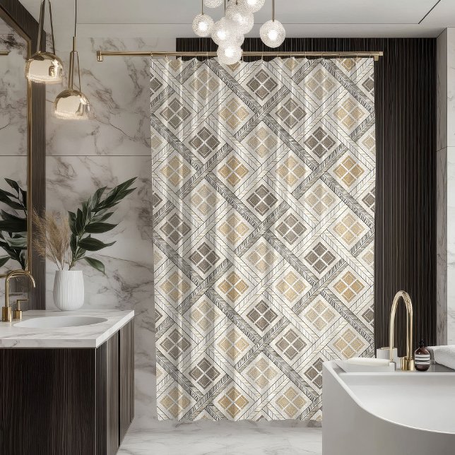 Rideau de douche géométrique neutre pastel moderne (Geometric Shower Curtain Neutral Pastel Modern Look)