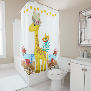 Rideau de douche Giraffe Chat Crabe Octopus