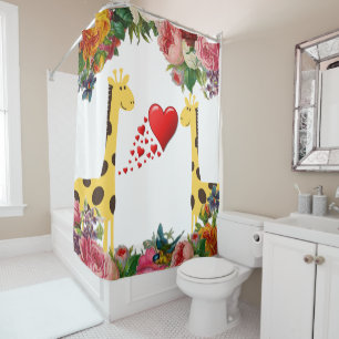 Rideau de douche Giraffe florale