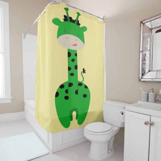 Rideau de douche Giraffe verte (En situation)