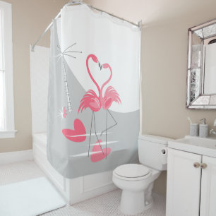 Rideau de douche Grande Lune Amour Flamingo