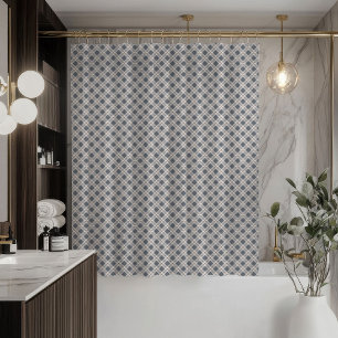 Rideau de douche gris chic Moderne à carreaux