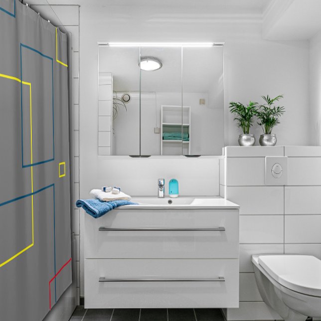 Rideau de douche gris géométrique minimaliste (Créateur téléchargé)