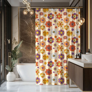Rideau de douche Groovy années 70 Vibes colorées p