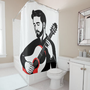 Rideau de douche guitariste