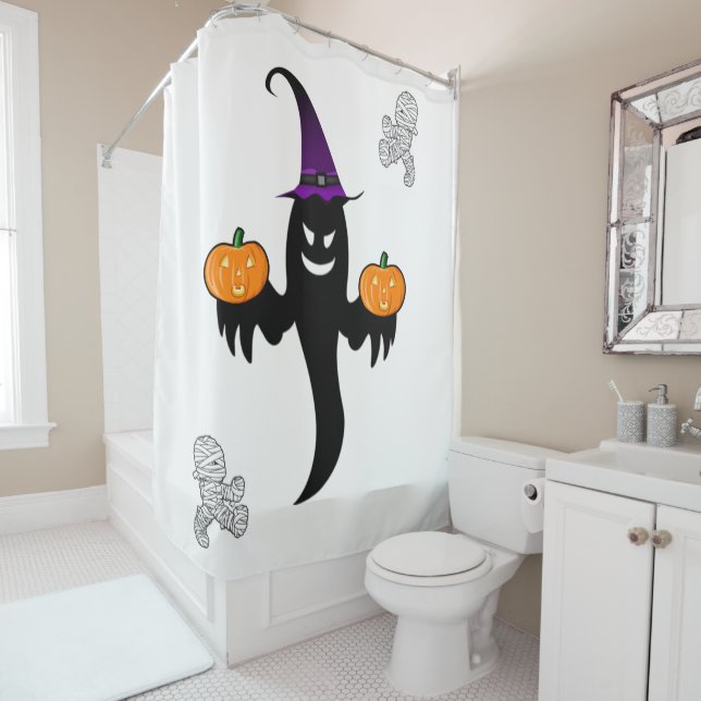 Rideau de douche Halloween (En situation)