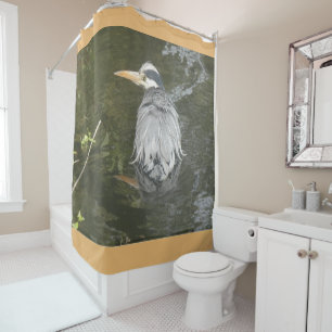 Rideau de douche Héron cendré se baignant