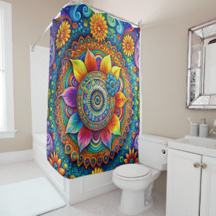 Rideau de douche hippie Art
