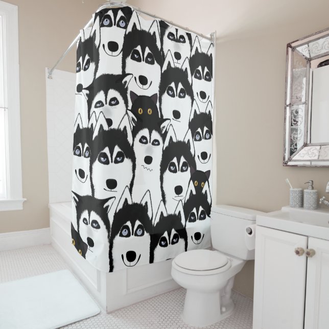 Rideau de douche Huskies (En situation)