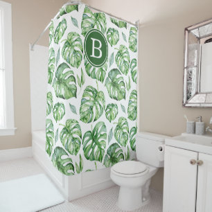 Rideau de douche Initiales Feuilles Tropicales