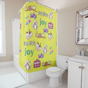 Rideau de douche Joyeux Noël Joyeux anniversaire