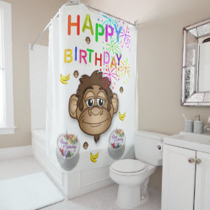 Rideau de douche Joyeux singe d'anniversaire