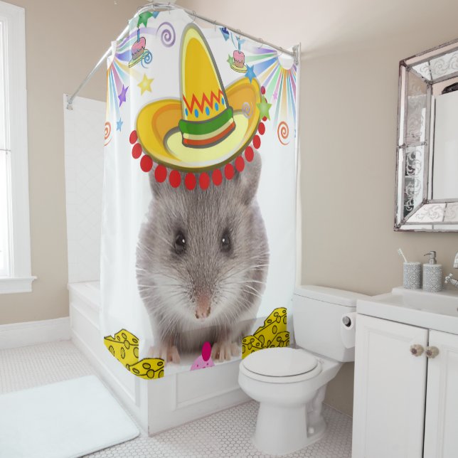 Rideau de douche Joyeux souris d'anniversaire (En situation)