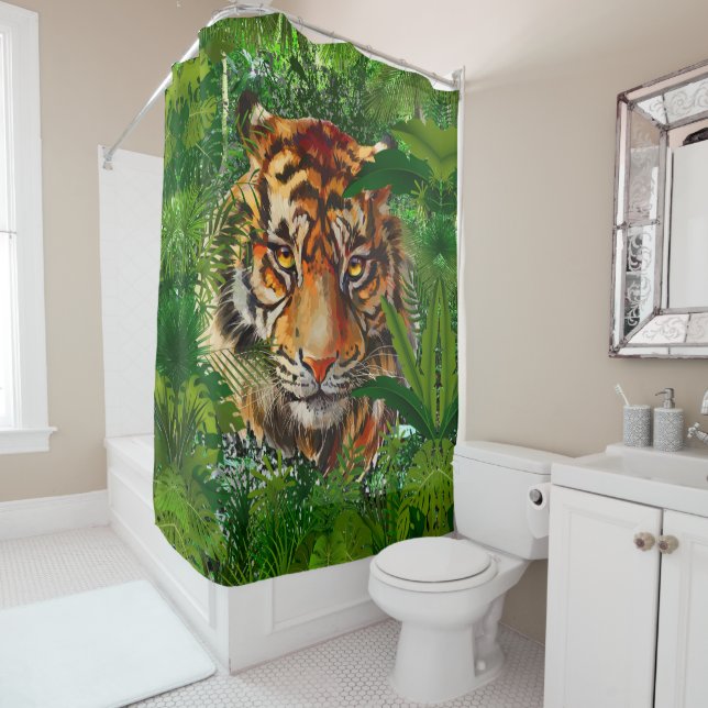 Rideau de douche Jungle Tiger | Tigre vert (En situation)