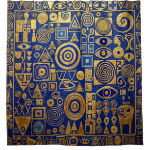 Rideau de douche Klimt Bleu+Or Renaissance égyptie