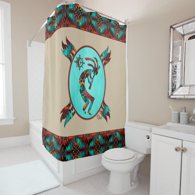 Rideau de douche Kokopelli Sud-Ouest (En situation)