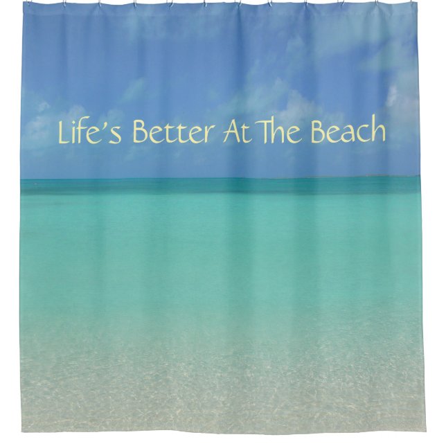 RIDEAU DE DOUCHE/"LA VIE EST MEILLEURE À LA PLAGE" (Devant)