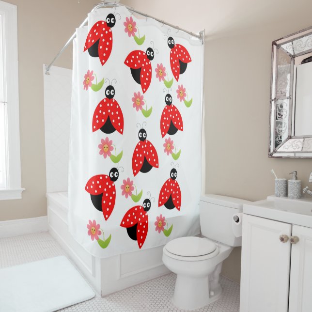 Rideau de douche Ladybug Floral (En situation)