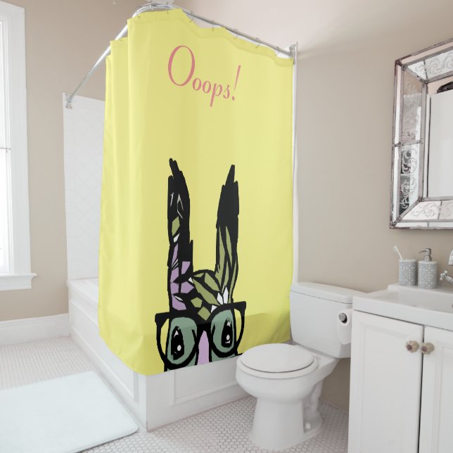 Rideau de douche lapin lapin (En situation)