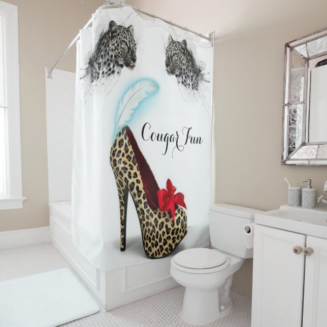 Rideau de douche Leopard talons (En situation)