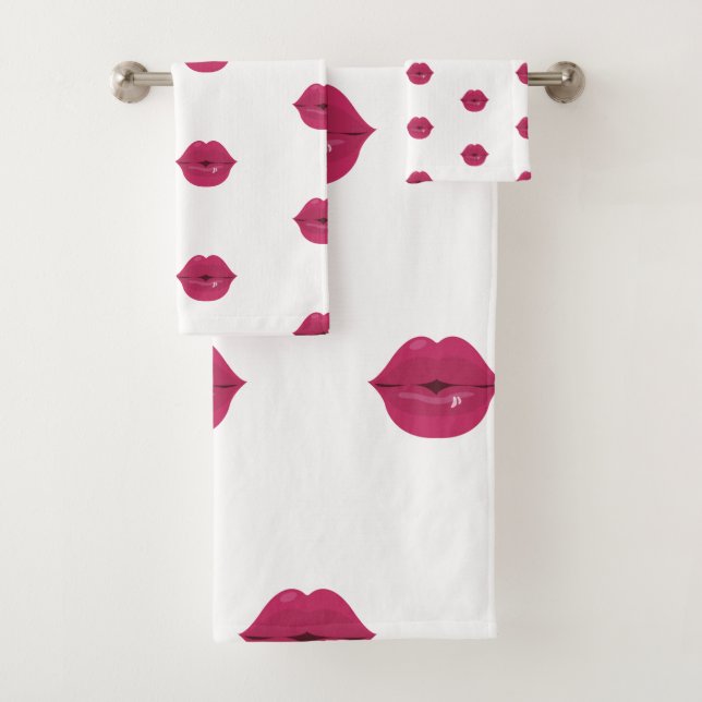 Rideau de douche Lèvres Rose Baiser Lipstick  (En situation)