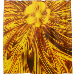Rideau de douche Lignes Abstraites Fleur Jaune