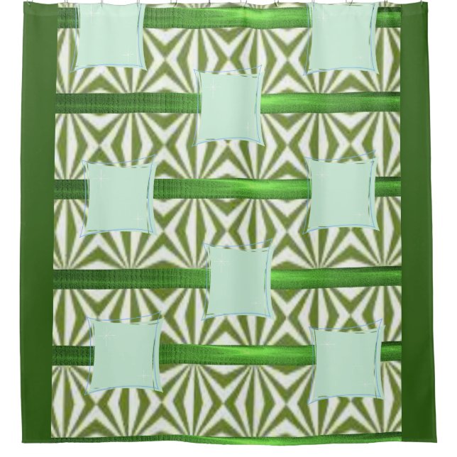 Rideau de douche long carré vert (Devant)
