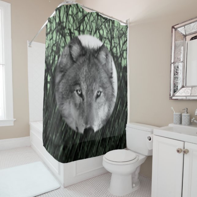 Rideau de douche Loups (En situation)