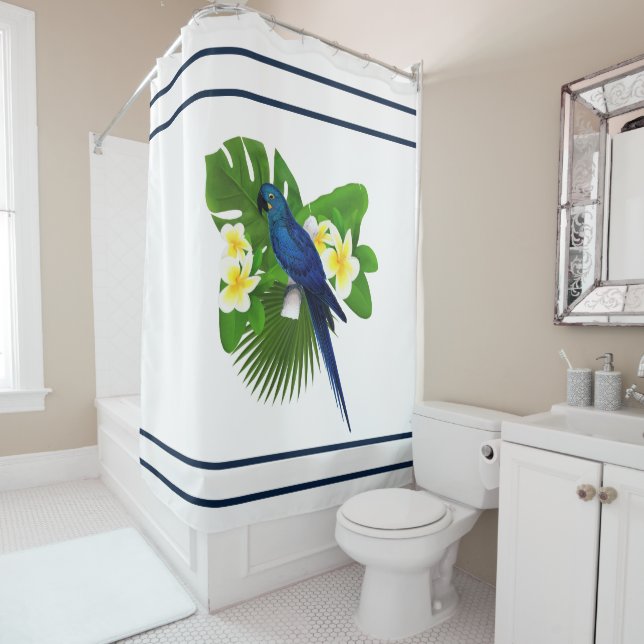 Rideau de douche Macaw bleu (En situation)