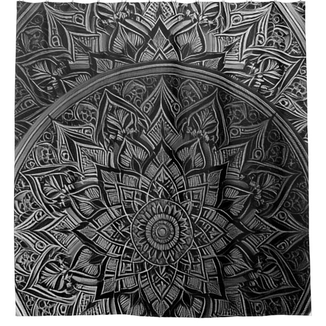 Rideau de douche Mandala Argent (Devant)