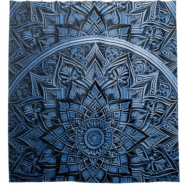 Rideau de douche Mandala Bleu (Devant)