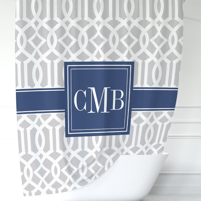 Rideau de douche marocain gris et bleu marine pers (Créateur téléchargé)