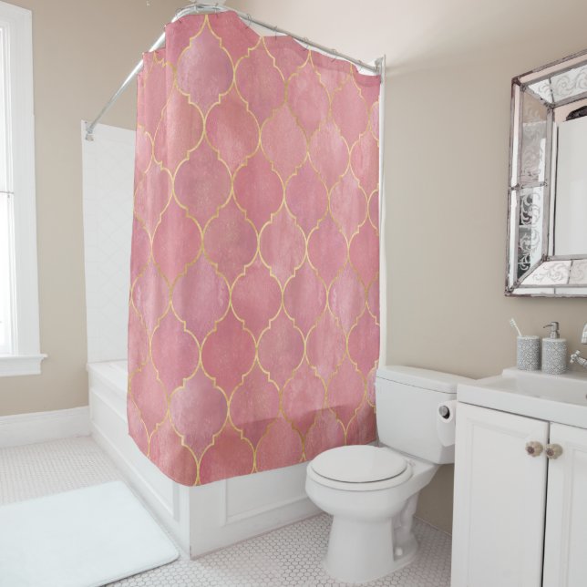 Rideau de douche marocain rose Gold (En situation)