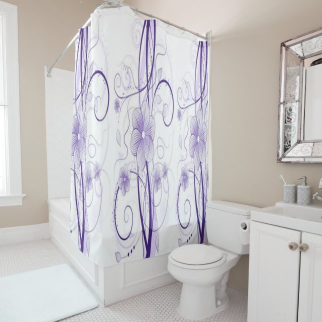 Rideau de douche mauve Miriam (En situation)