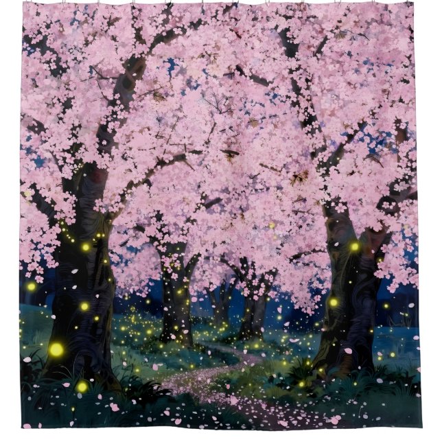 Rideau de douche Midnight Bloom – Art floral foncé (Devant)