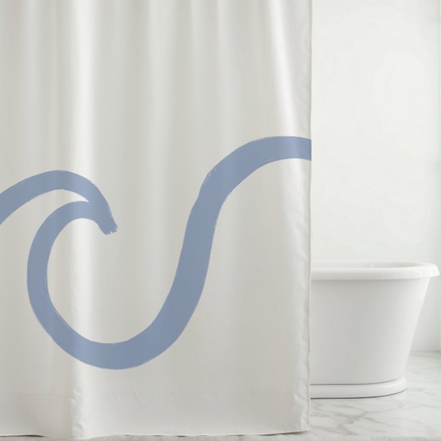 Rideau de douche minimaliste Abstrait Blue Ocean W (Créateur téléchargé)