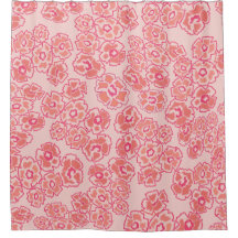 Rideau de douche moderne floral orange et rose