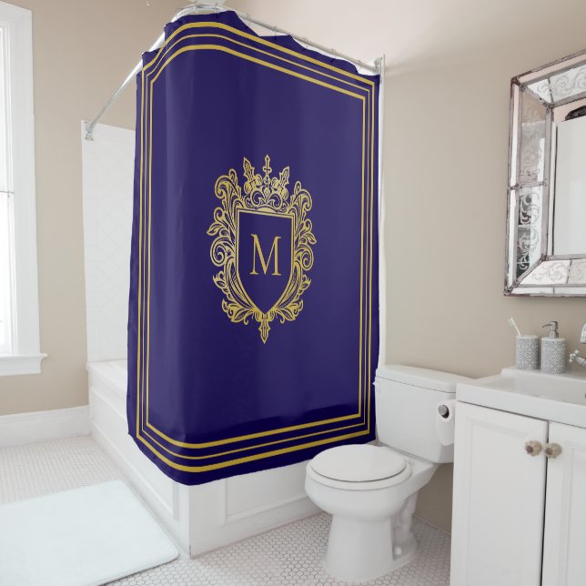 Rideau de douche Monogramme Or (En situation)