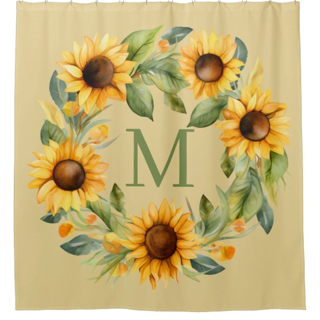 Rideau de douche monogrammé Tournesols (Devant)