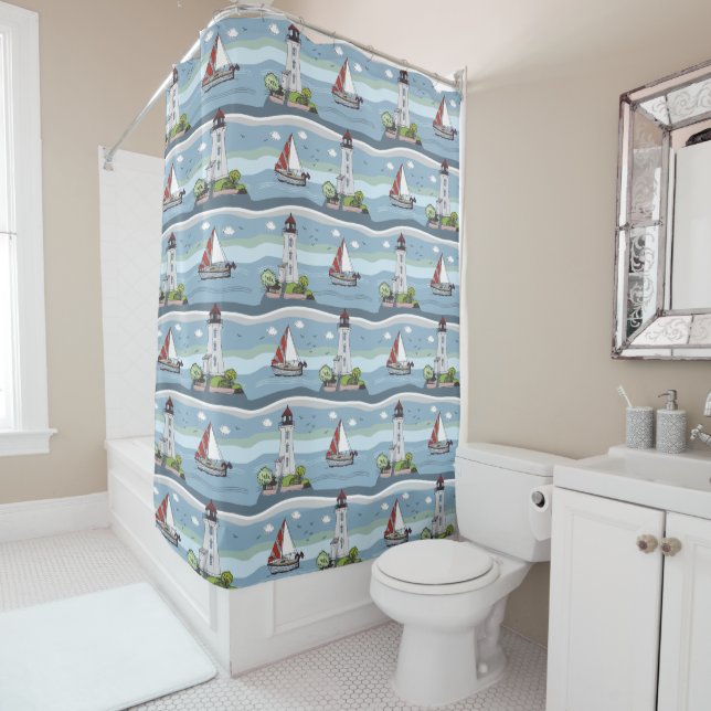 Rideau de douche Motif à voile (En situation)