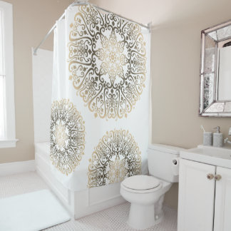 Rideau de douche Motif Boho Mandala - Sepia 3