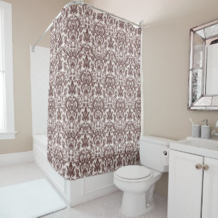 Rideau de douche motif burgundy damassé victorien