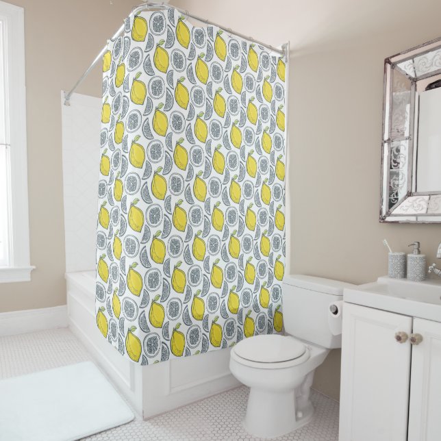 Rideau de douche Motif citron (En situation)