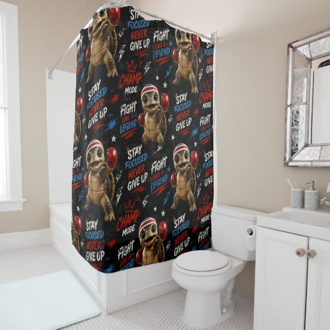 Rideau de douche motif motivationnel de champion d (En situation)