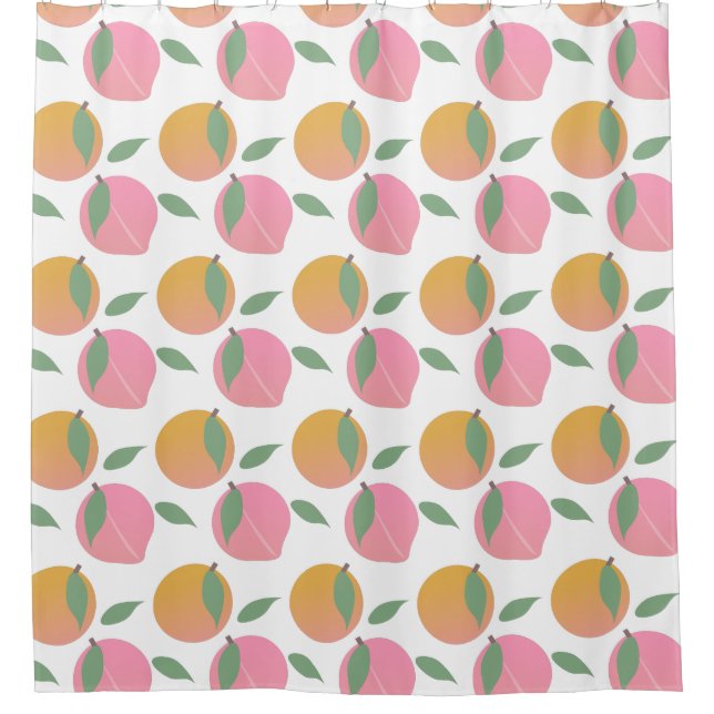 Rideau de douche motif pêche orange rose (Devant)