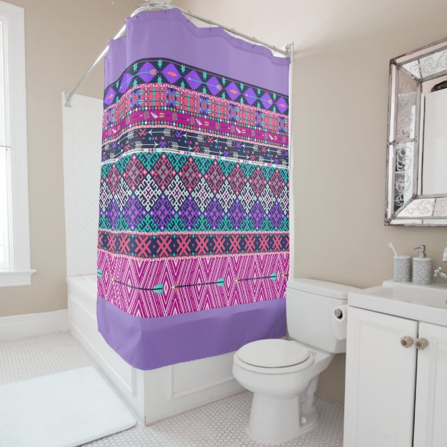 Rideau de douche/Motif tribal (En situation)