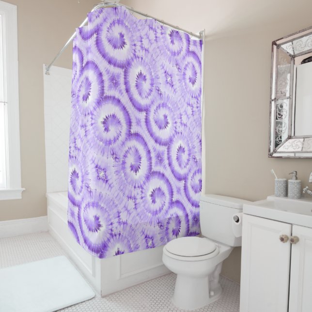 rideau de douche Motif unique Lavender Swirl (En situation)