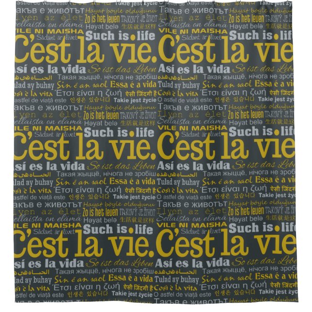 rideau de douche multilingue C'est La Vie (Devant)
