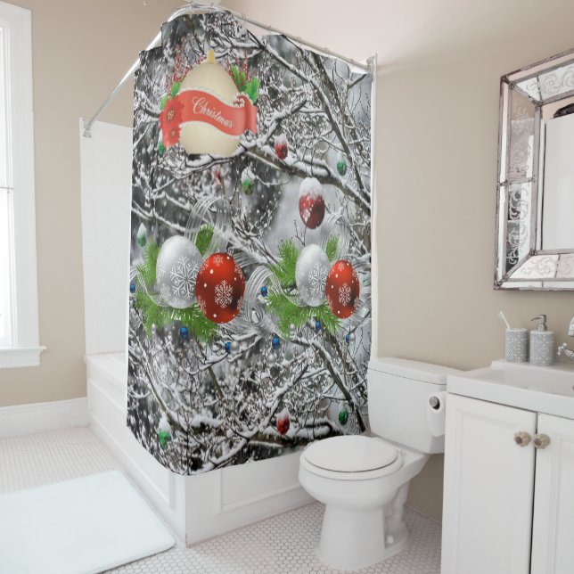 Rideau de douche Noël (En situation)